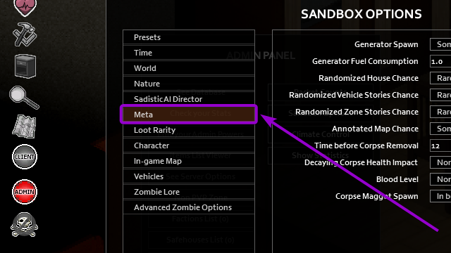 Meta tab outlined with arrow