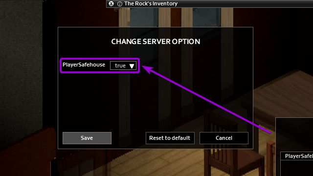 PlayerSafehouse Checkbox outlined with arrow