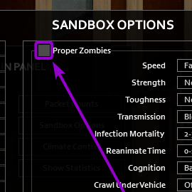 Proper Zombies checkbox