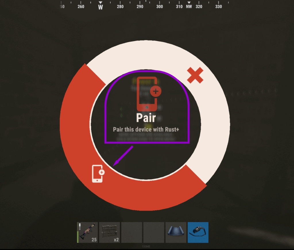 Rust ingame pair device selection outlined