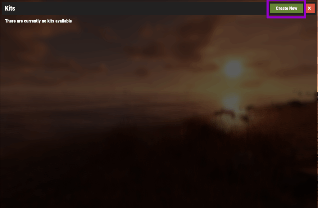 rust kits plugin with create kit button outlined
