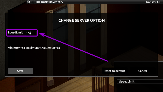 SpeedLimit text box outlined with arrow