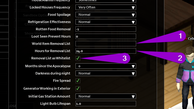Steps to activate item removal from the ground