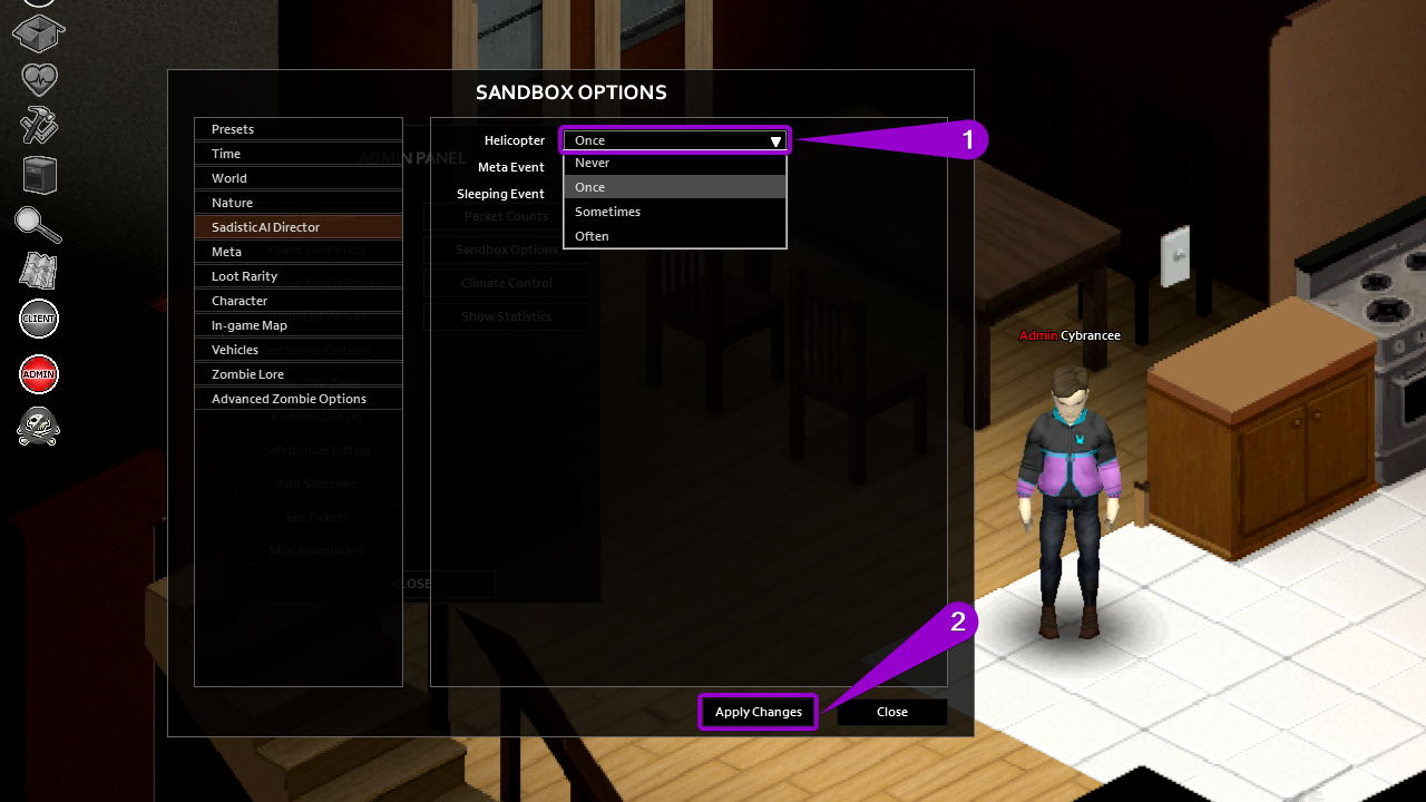 Steps to configure the helicopter event