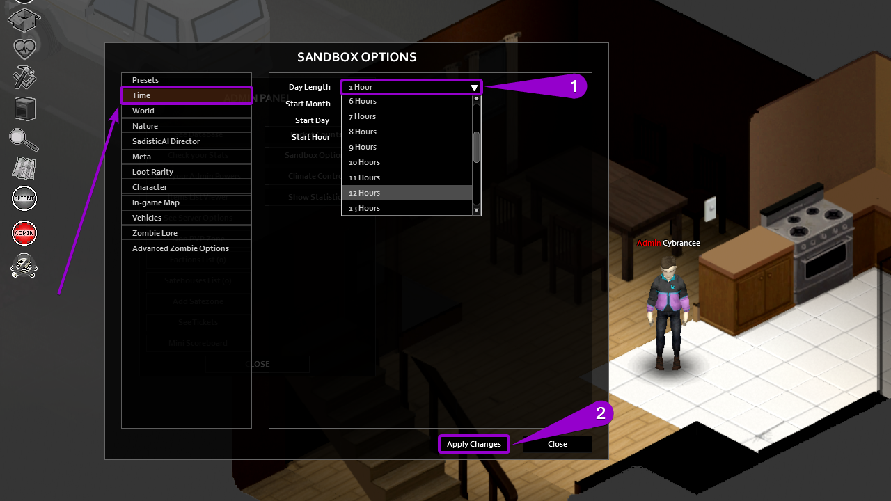 Steps to increase day length in Project Zomboid