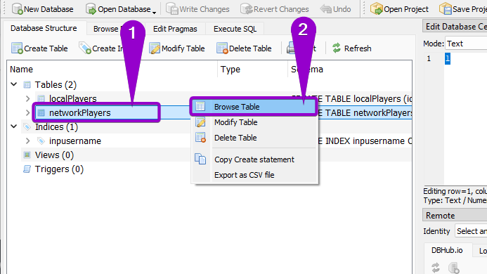 Steps to view the list of players in the database