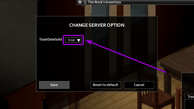 TrashDeleteAll Checkbox outlined with arrow