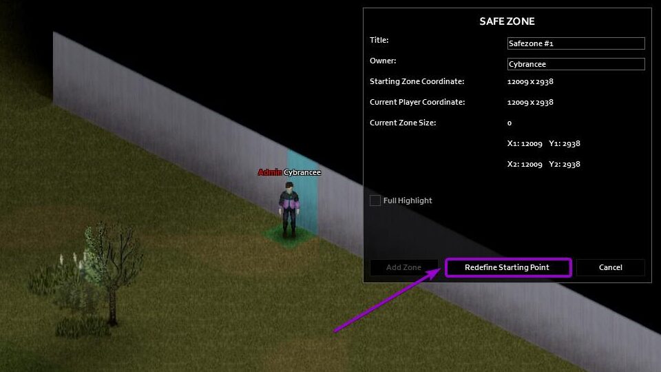 Character's position in the first corner