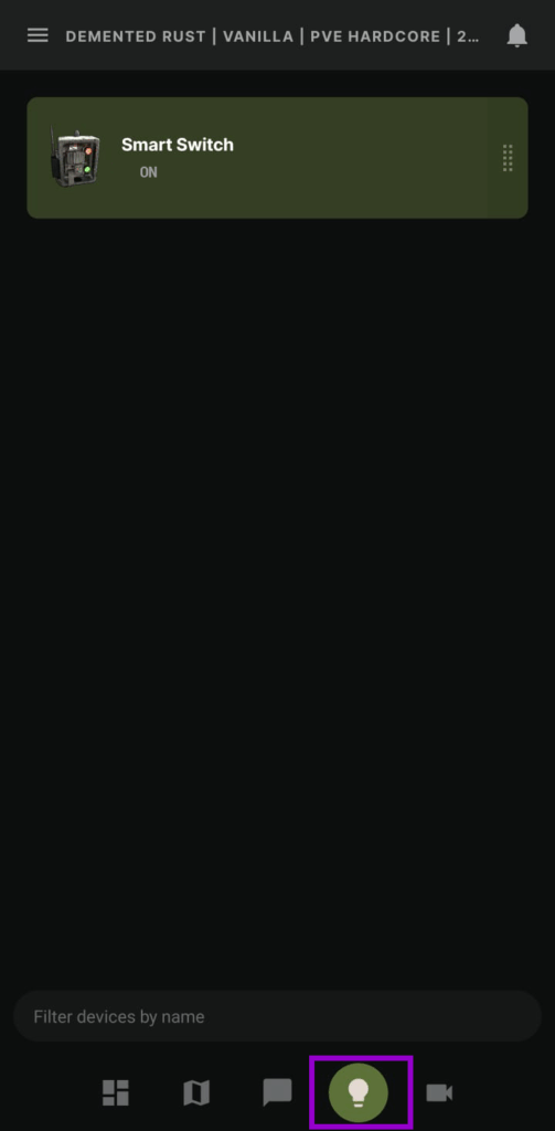 Rust app devices tab outlined