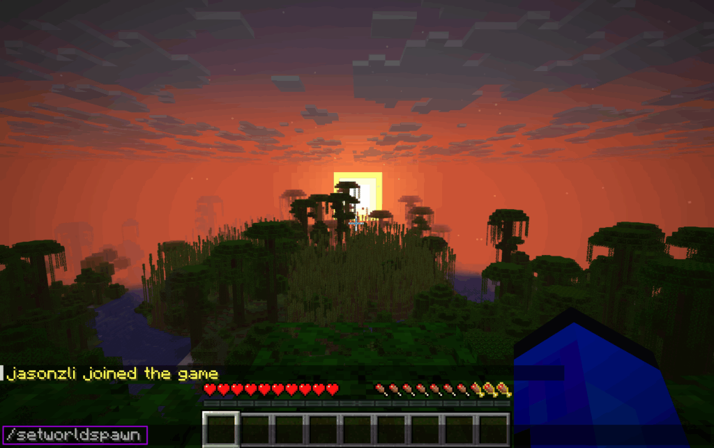 Typing /setworldspawn in Minecraft