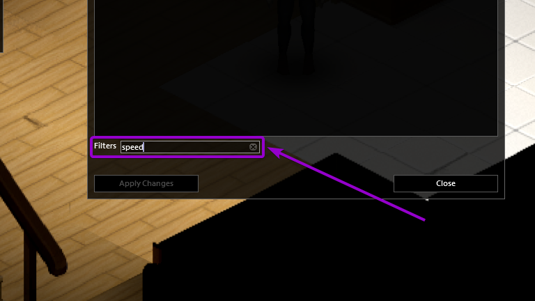 Speed text box outlined with arrow