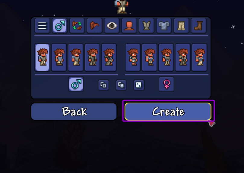 Cybrancee Terraria Create Button Outlined