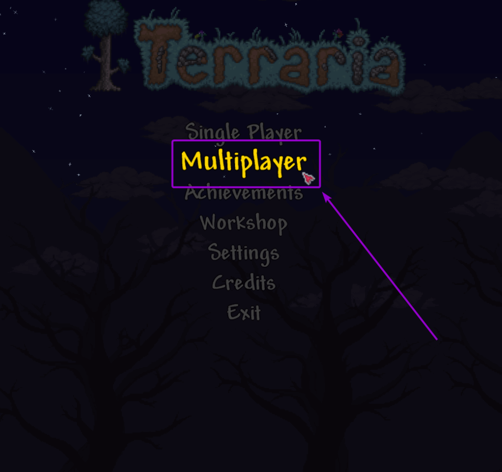 Cybrancee Terraria Server Main Menu Multiplayer Option Outlined