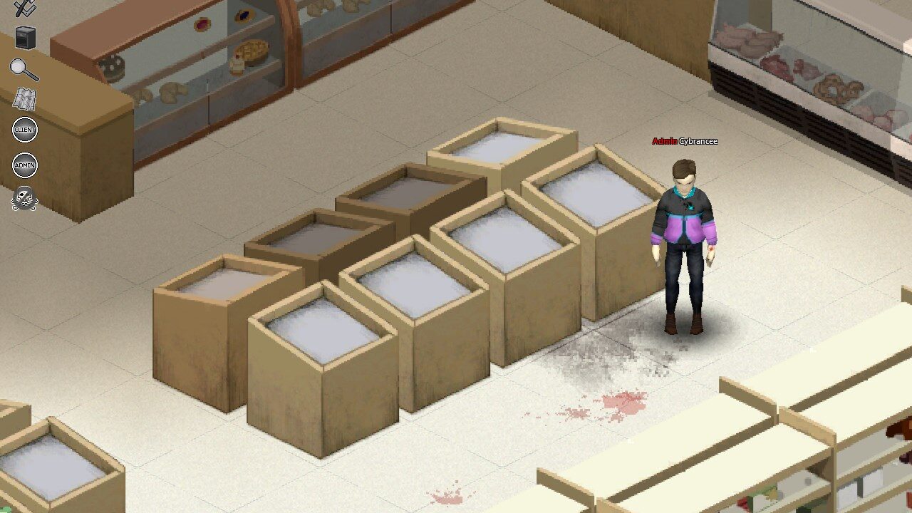 Empty containers in a store in Project Zomboid