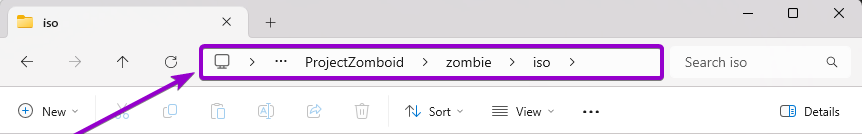 Location of the iso folder in the file explorer