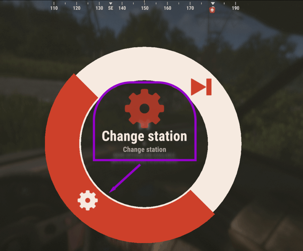 Rust game custom car radio interface with change station option outlined