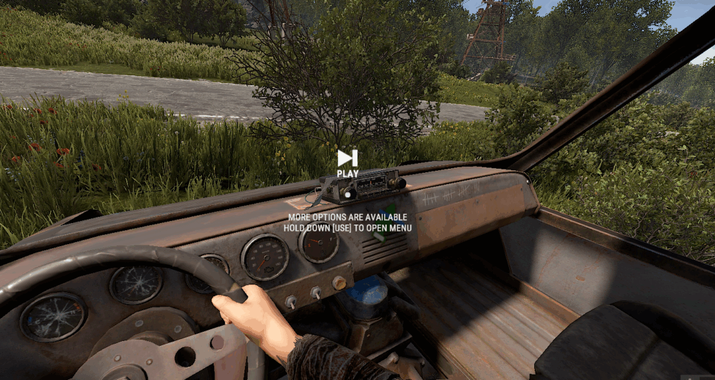 Rust game car radio interface with playback controls