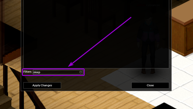 SleepNeeded Change button outlined with arrow