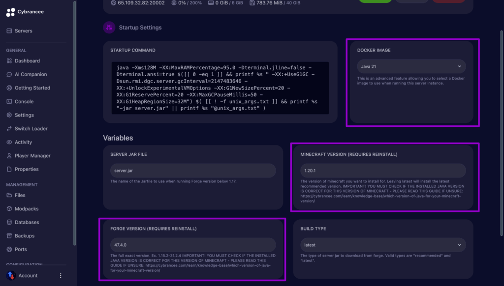 SkyFactory Startup Tab Config