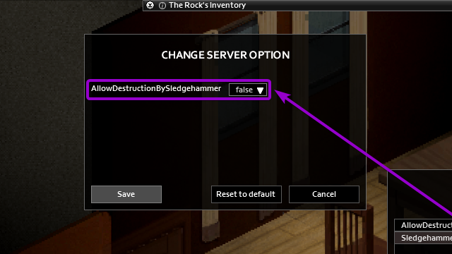allowdestructionbysledgehammer checkbox outlined with arrow