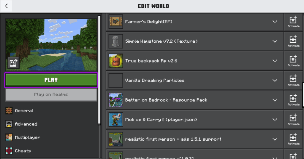 Bedrock interface with the play button highlighted