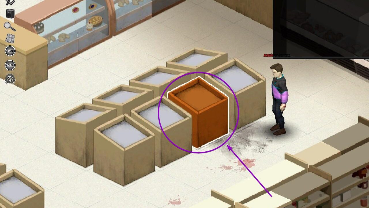 container highlighted when selected