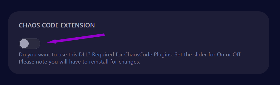 cybrancee panel rust startup page with chaos code extension button outlined