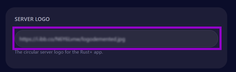 Cybrancee panel Rust startup page with server logo field outlined