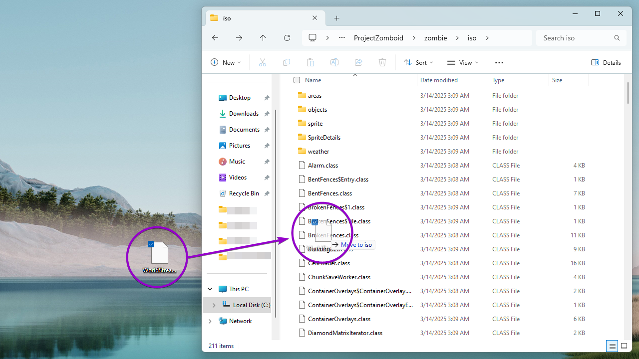 Replacing the worldstreamer.class file in the iso folder
