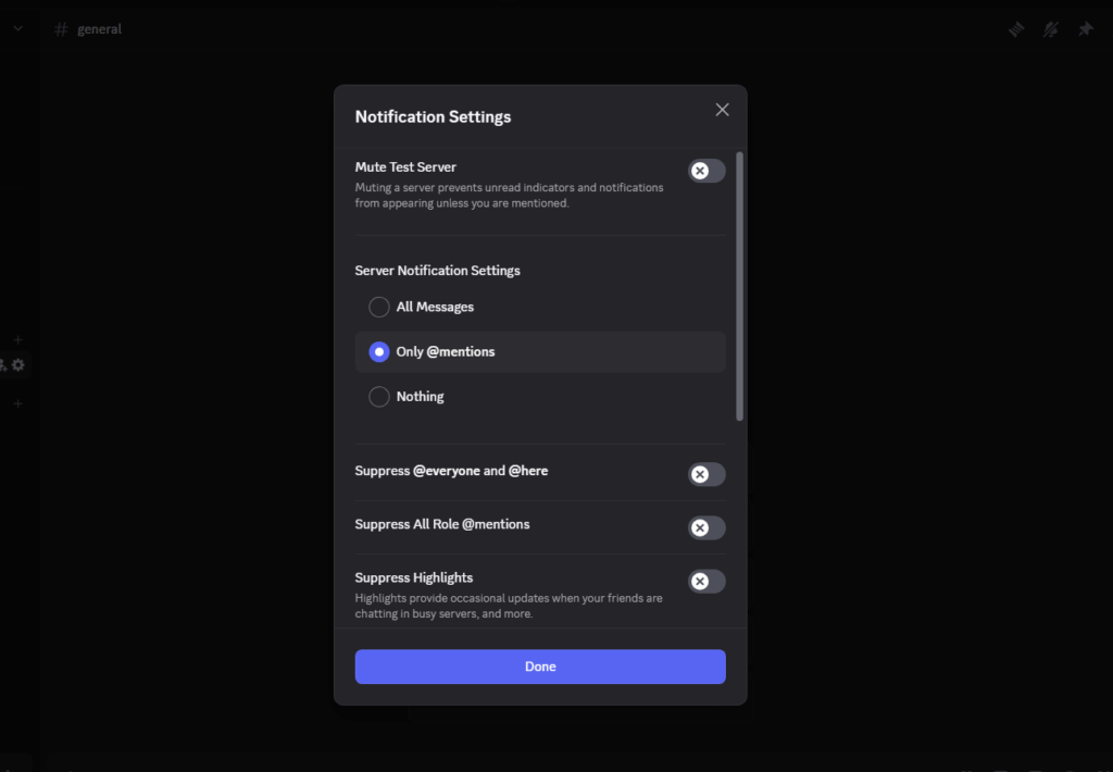 Discord screenshot, notifcation settings prompt