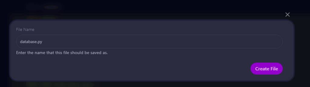 Pterodactyl Panel, Create File dialog. Enter File Name