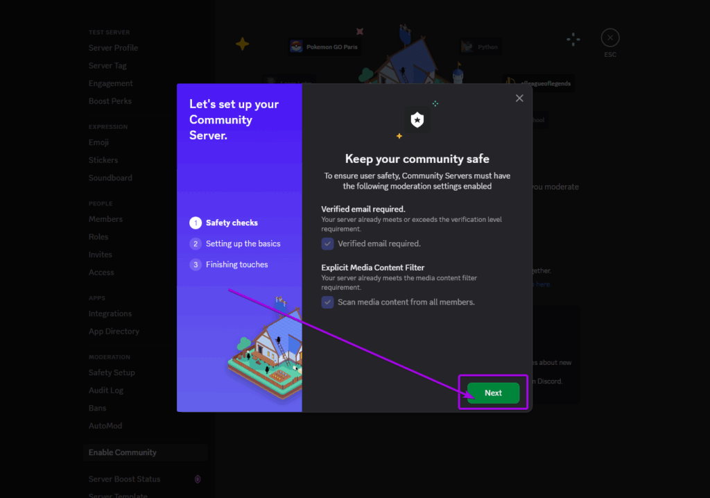 Discord screenshot, community page. Get started. The first prompt