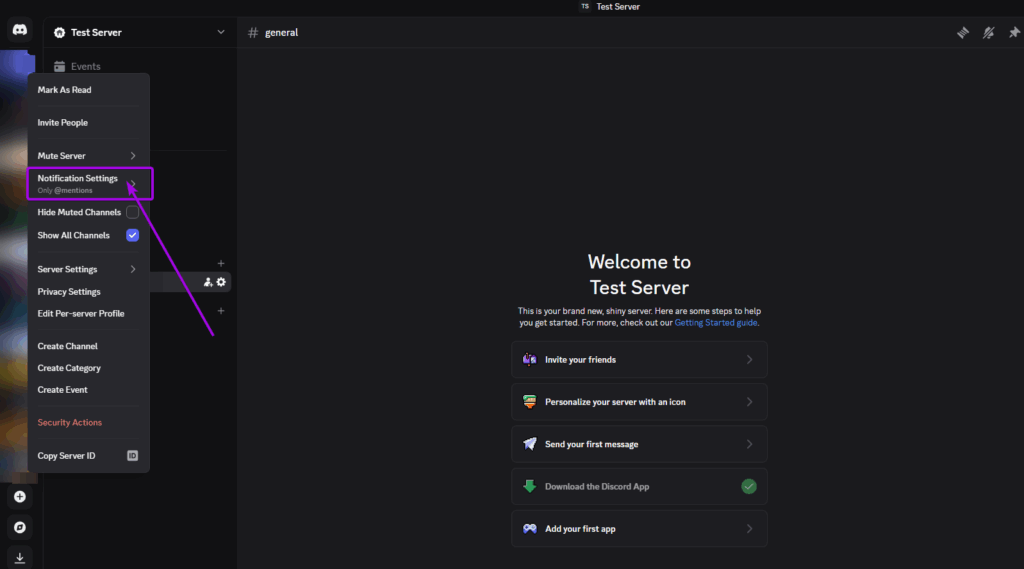 Discord Screenshot, Notification Settings tab is highlighted