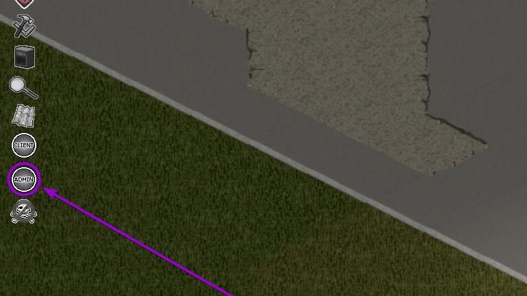 pz admin button outlined with arrow