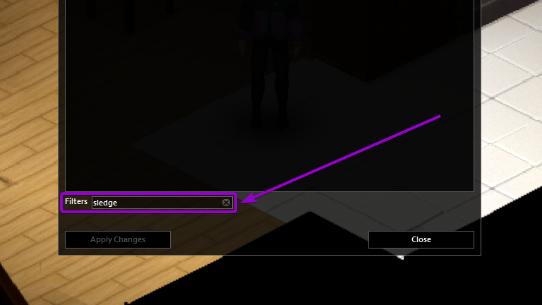search for sledgehammer in the filter search box