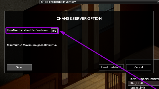 text box for the itemnumberslimitpercontainer variable