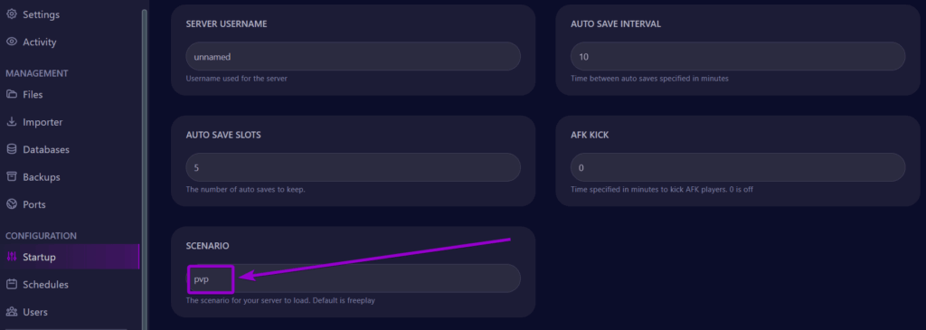 Cybrancee Factorio Server Startup Tab Sceanrio Field Outlined