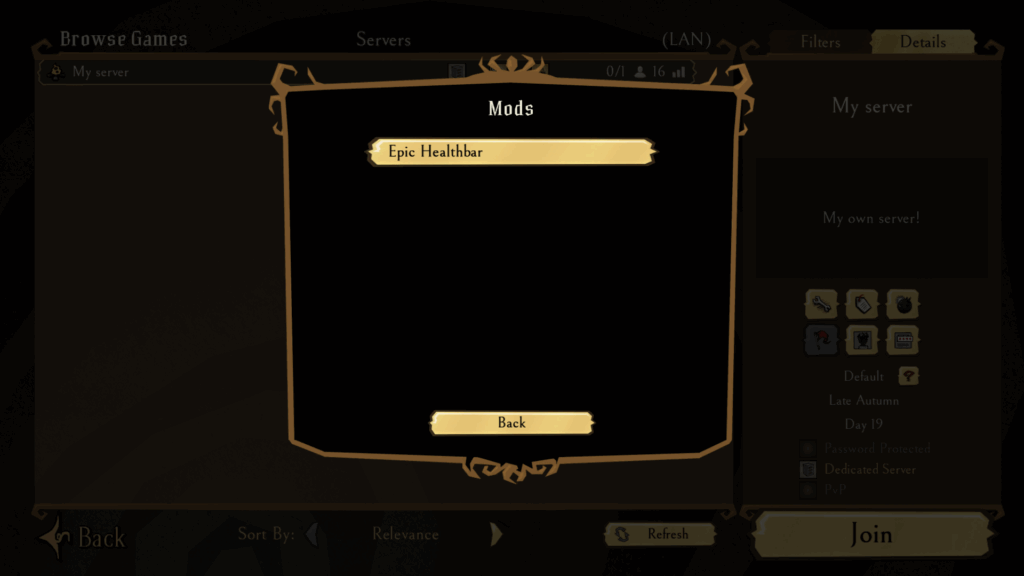 List of added mods to your dedicated server