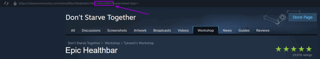 Copying the id of workshop mod to clipboard