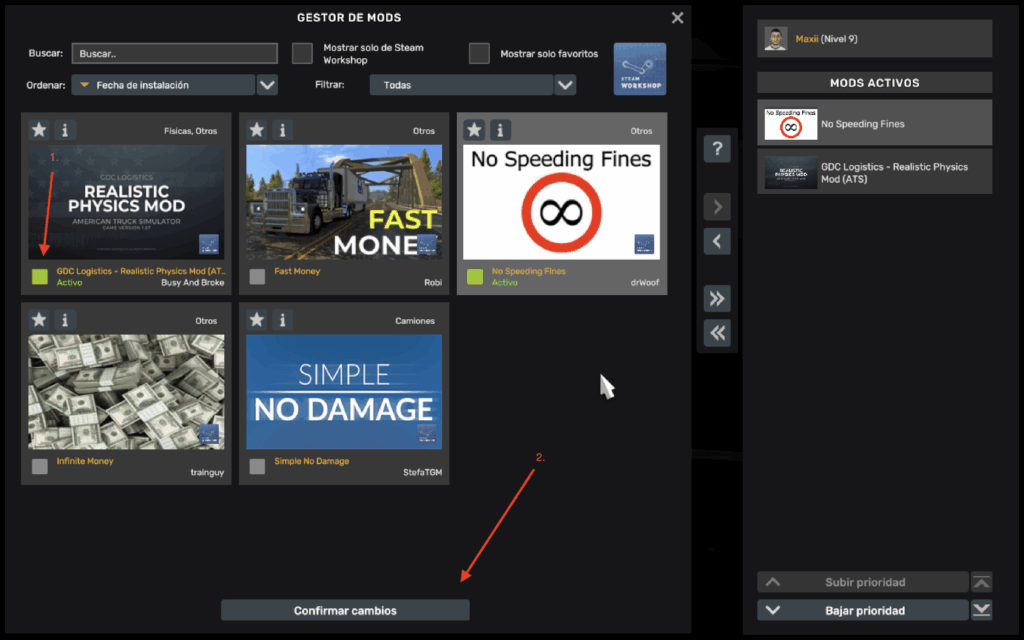 Steps for enabling mods into ETS 2