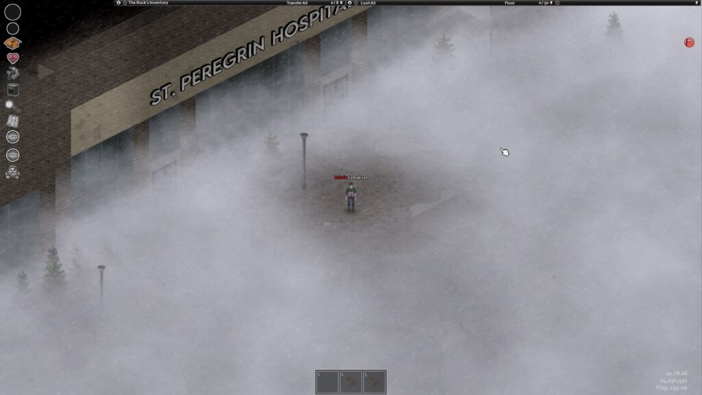 Extreme storm in a Project Zomboid world