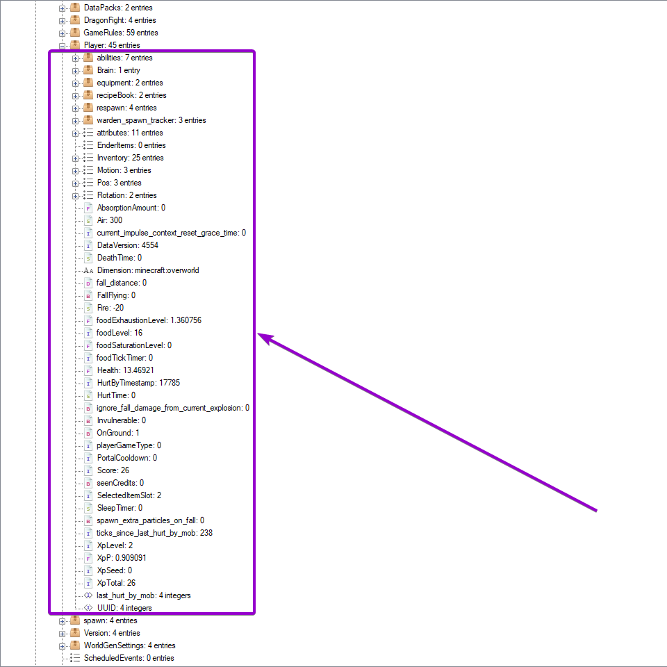 Files to modify the player data