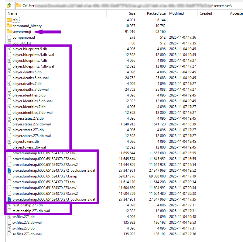 rust backup with sereveremoji folder and files outlined