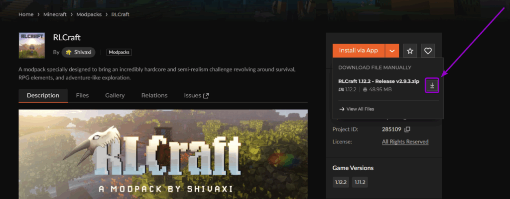 RLCraft Download Page Manual Installation Outlined