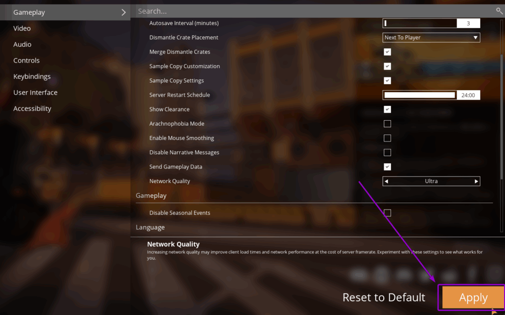 Satisfactory - Apply Settings