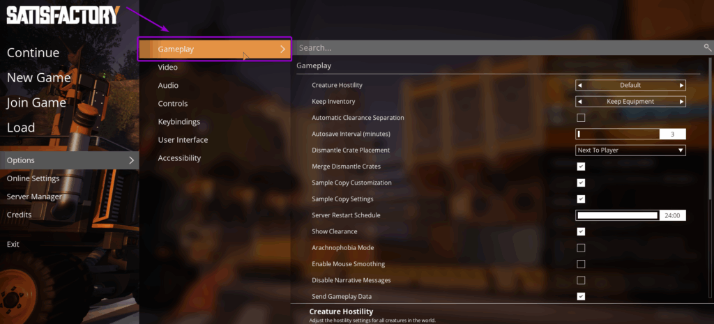 Satisfactory - Gameplay Settings