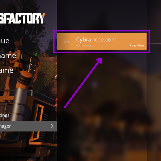 Satisfactory Menu My server Cybrancee.com