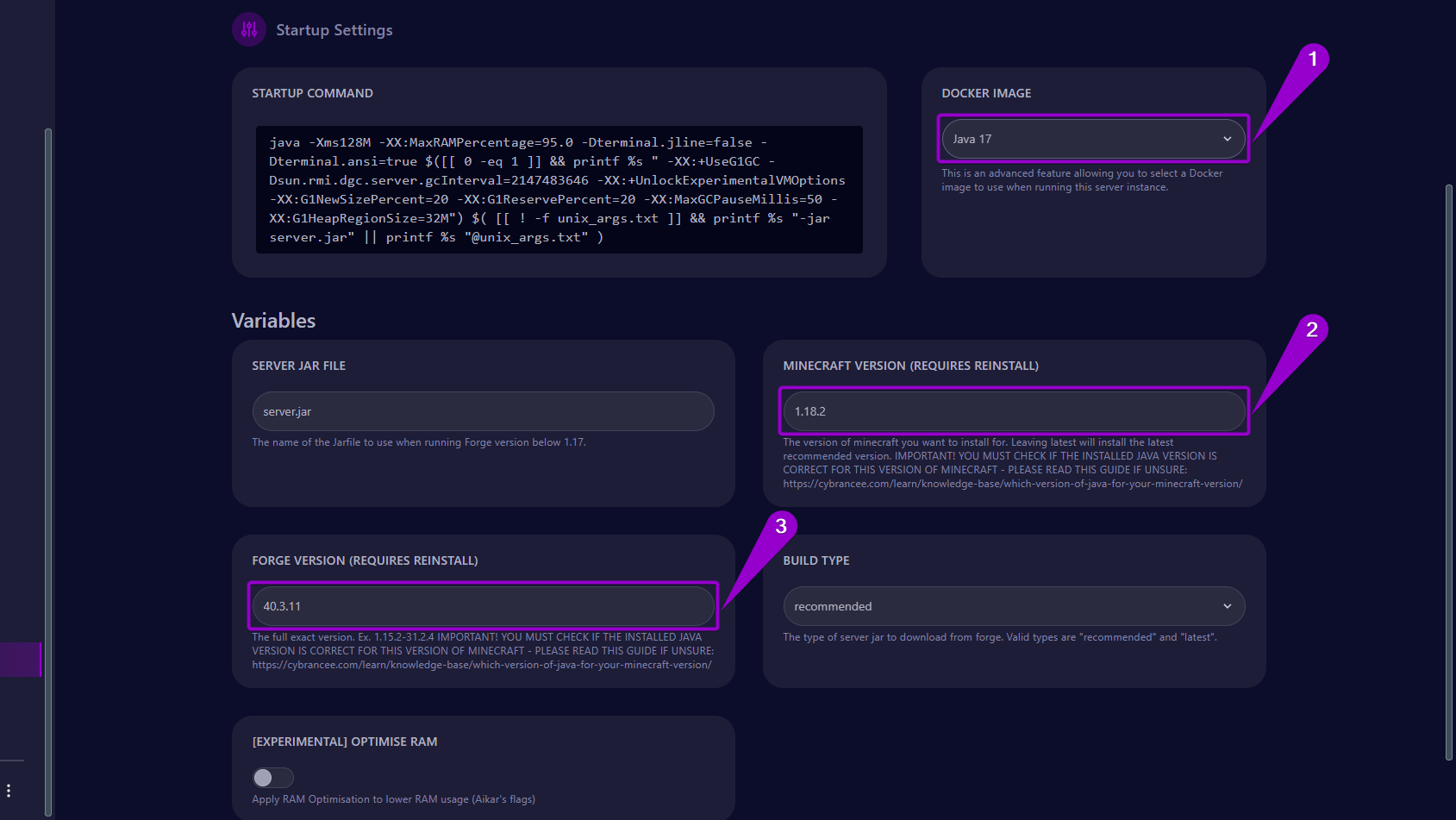 Steps to configure the startup settings parameters