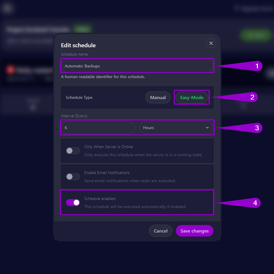 Steps to edit the automatic backups schedule in Project Zomboid