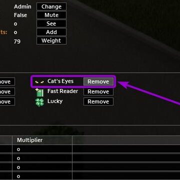 button to remove a trait outlined with an arrow